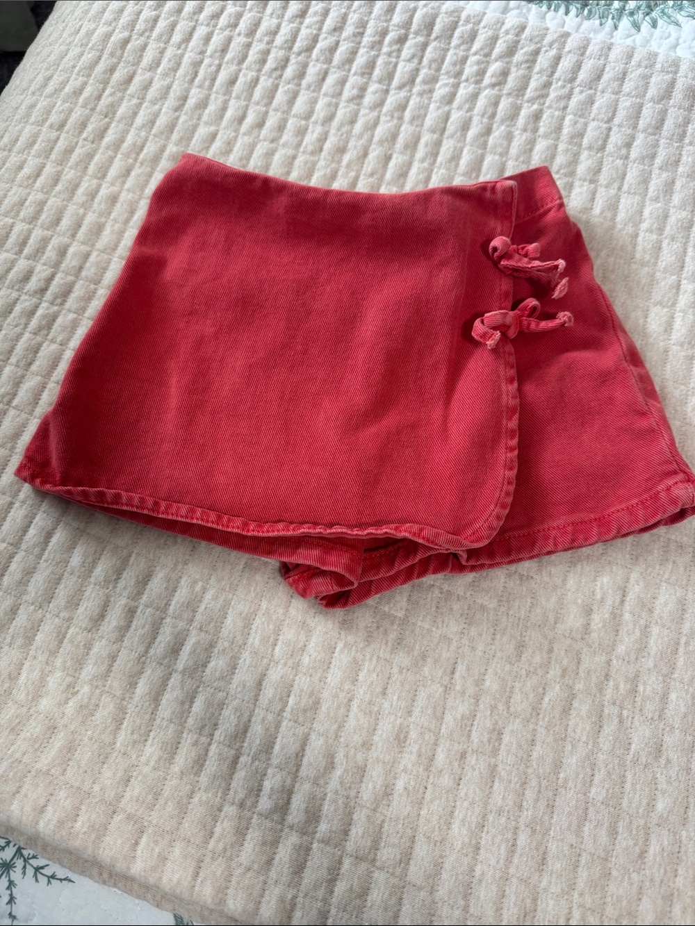 Zara Red Wrap Skort with Side Tie Detail